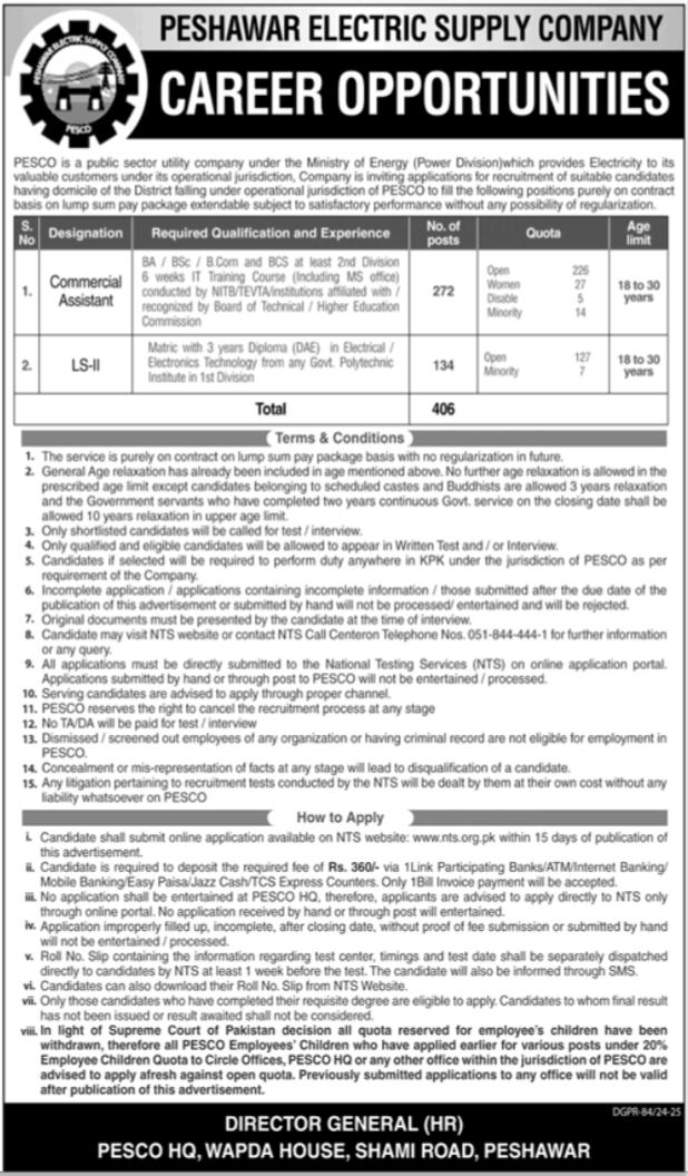 WAPDA Jobs 2025 – Latest PESCO Job Vacancies (Apply Now)