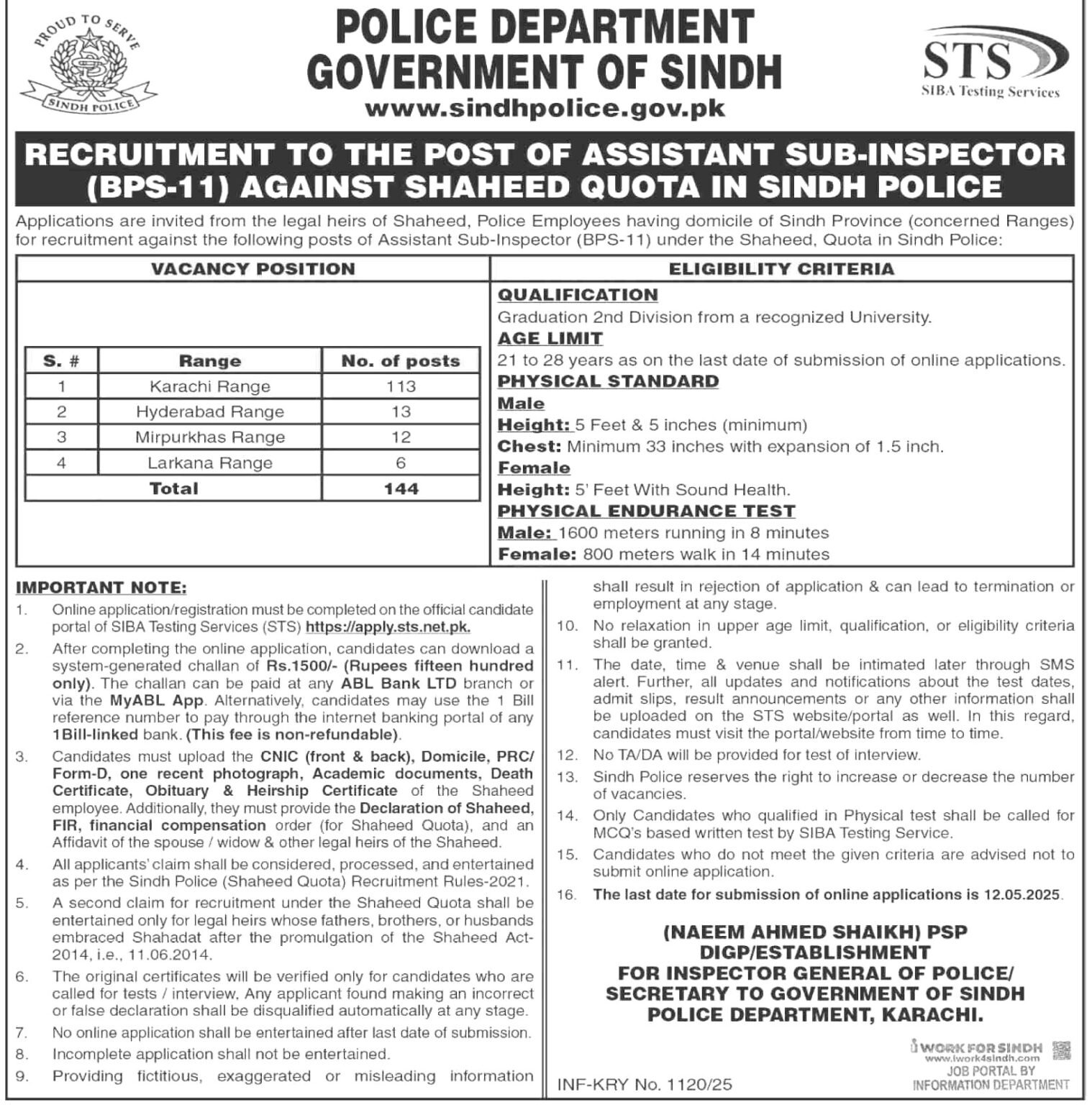 Sindh Police ASI Jobs 2025