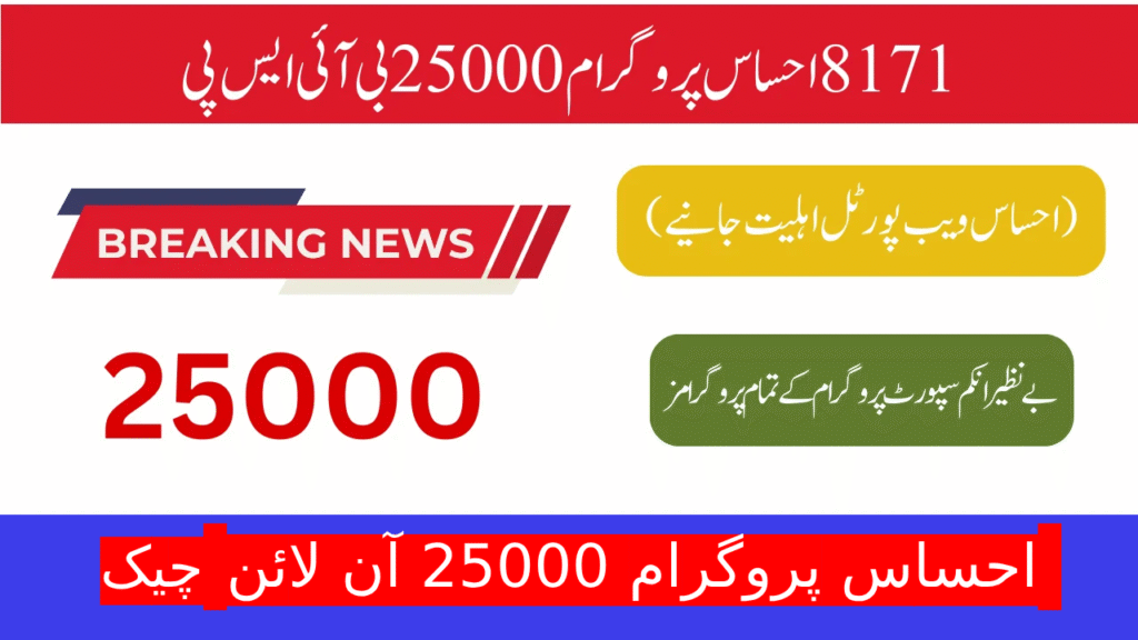 احساس پروگرام 25000 آن لائن چیک کرنے کا مکمل طریقہ CNIC کے ذریعے