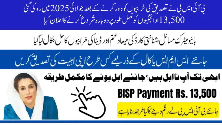 BISP Announces Full Resumption of Stopped 13,500 Payments in July 2025 After Fixing Verification Errors