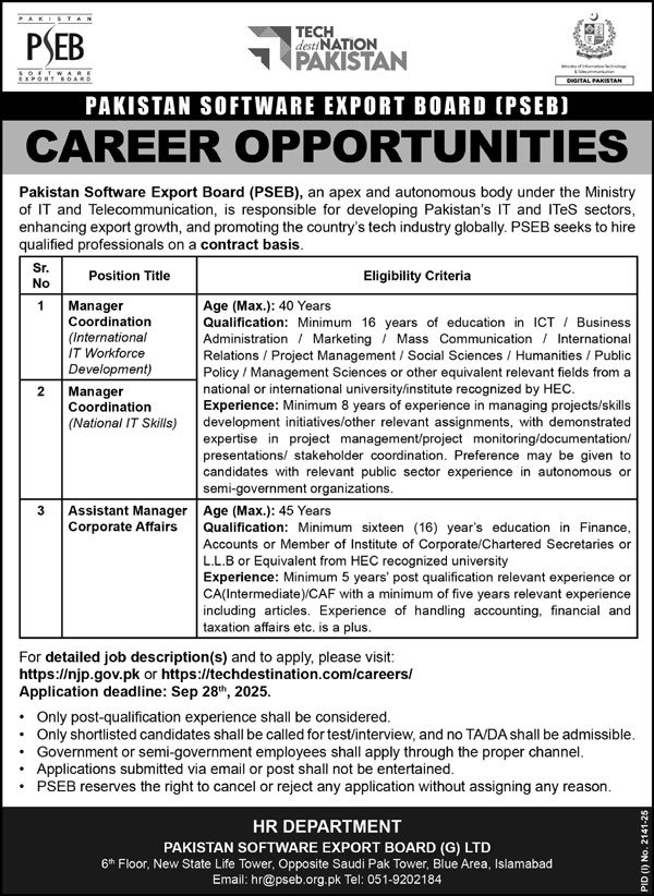 PSEB Jobs 2025 – Apply Online for Manager & Assistant Manager Vacancies