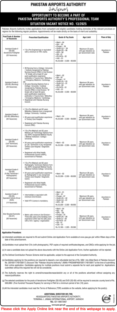 Pakistan Airports Authority Jobs 2025 – Apply Online for Multiple Vacancies