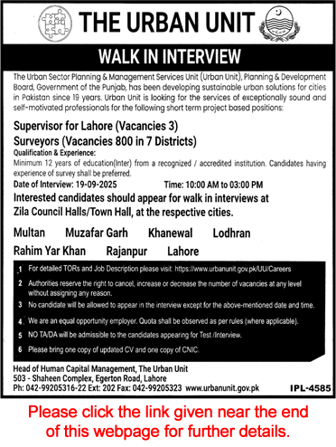 The Urban Unit Walk-In Interviews September 2025