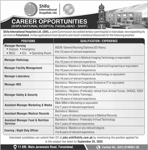 Shifa International Hospitals Ltd. Faisalabad