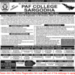 PAF College Sargodha Admission 2025