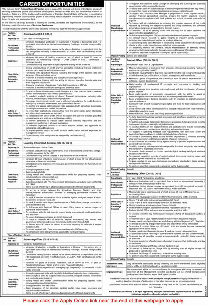 National Bank of Pakistan Jobs 2025 – Career Opportunities